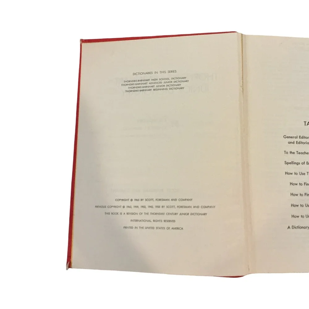 Thorndike Barnhart Junior Dictionary Sixth Edition 1965 Vintage Red Hardcover